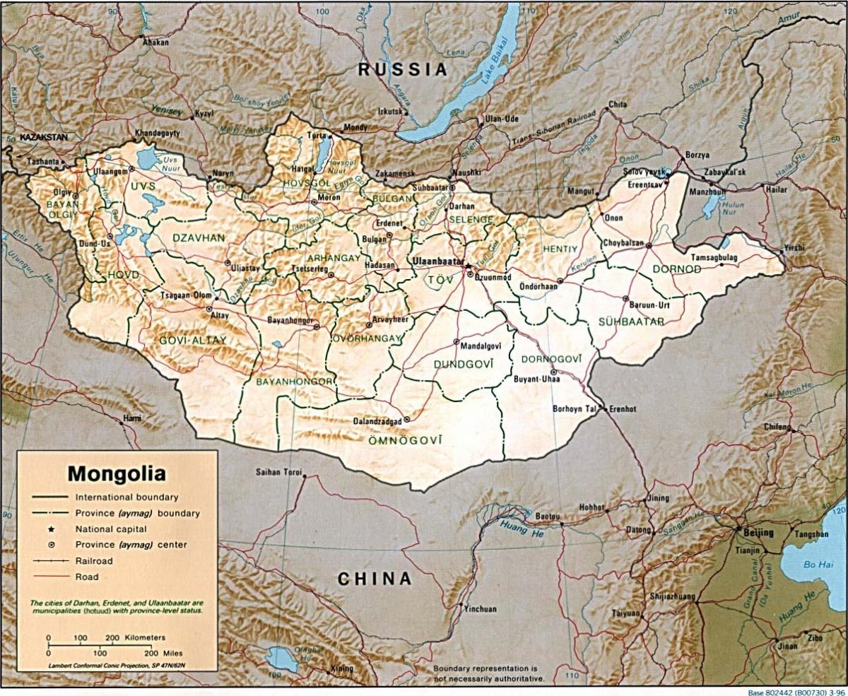 Монголія географічній карті