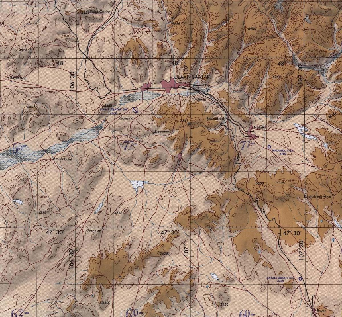 топографічна карта Монголії