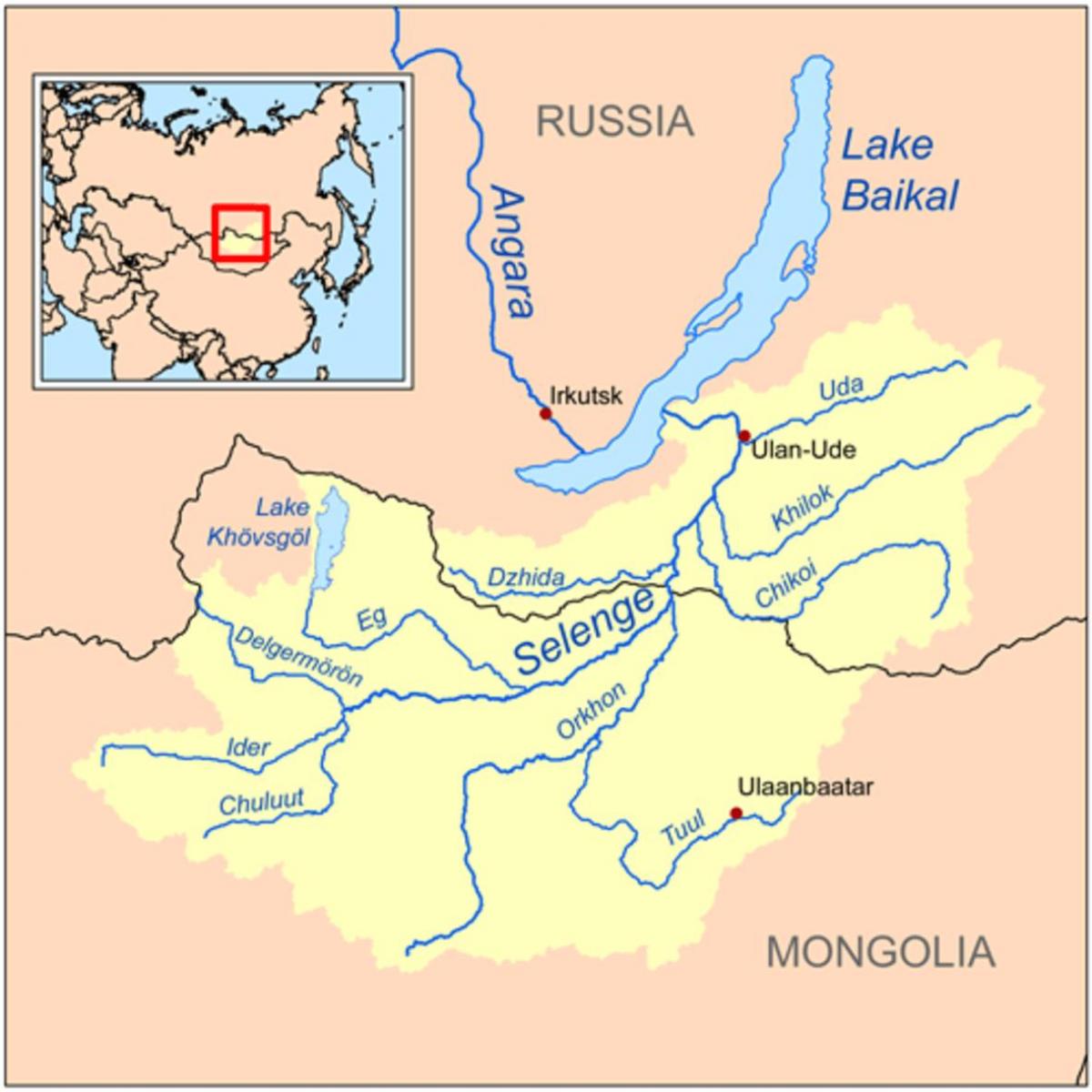 карта річки Монголії 