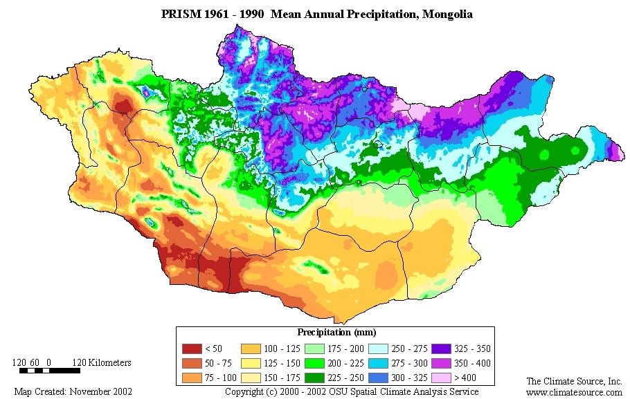 карта Монголії щільність населення